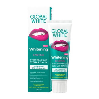 GLOBAL WHITE Enzyme - зубная паста отбеливающая (100г), Global White / Россия