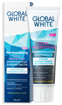 GLOBAL WHITE TOTAL Protection - зубная паста реминерализирующая (100г), Global White / Россия