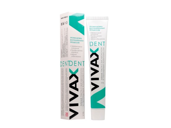 Зубная паста  VIVAX Dent с активным пептидным комплексом и Бисабололом, зеленая,  95мл