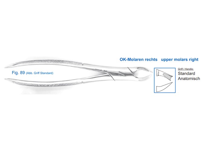 11-89* Щипцы для удаления зубов верхние,моляры правые.